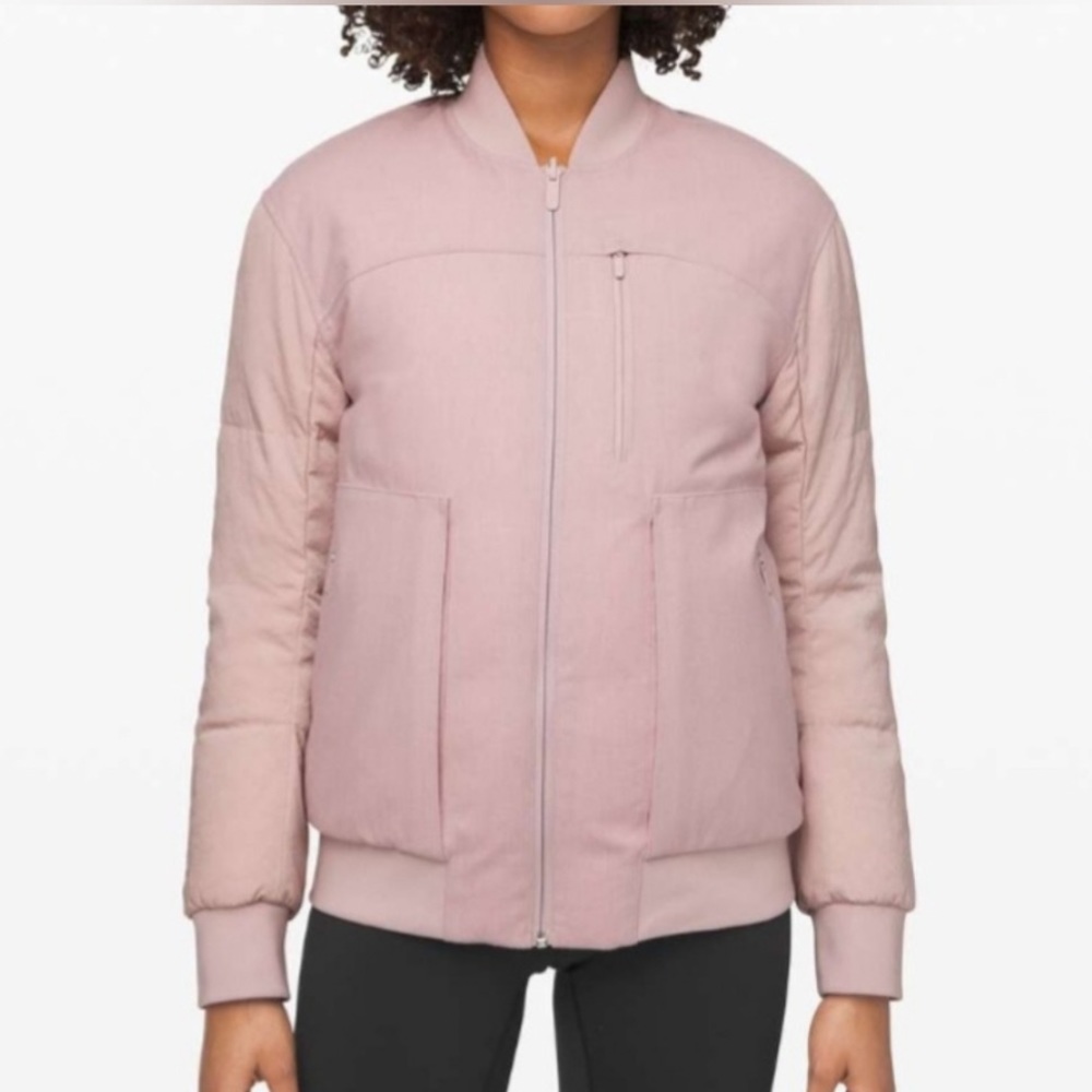 37 SOLD  Lululemon Roam Far Wool Bomber Porcelain Pink - Picture 2 of 3